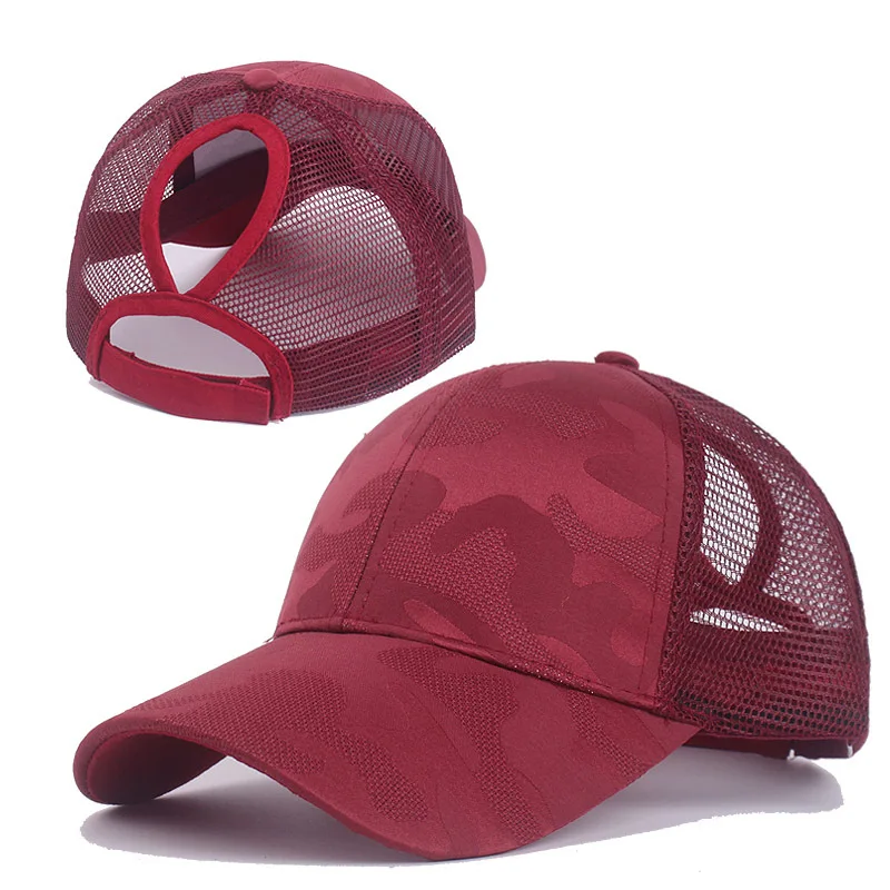 2024 New Summer Camouflage Mesh Trucker Hat Snapback Cap Chapeau Femme Fashion Messy Hair Bun Ponytail Baseball Caps for Women thumbnail 4