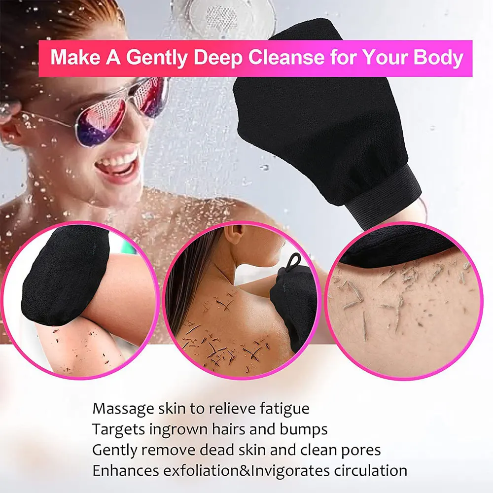 Moroccan Hammam Exfoliating Shower Gloves Painless Remove Dead Skin Scrub Body Korean Massage Mitt Bathroom Cleaning Gadget 1pc thumbnail 4