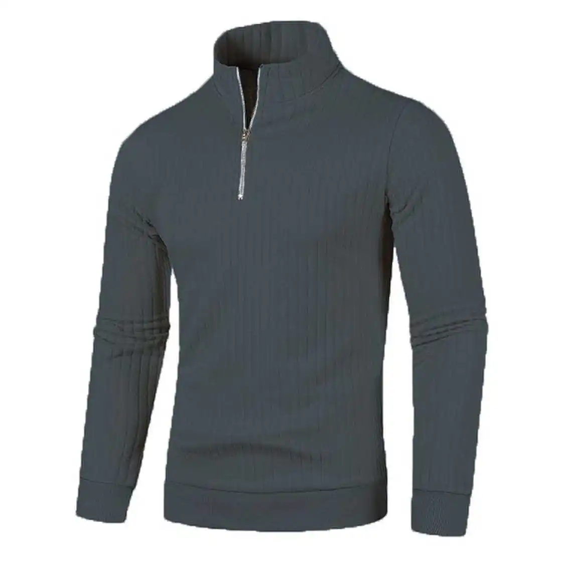 Men's semi-turtleneck zipper sweater Men's fall/winter loose sweater casual pullover long-sleeved sweater thumbnail 4