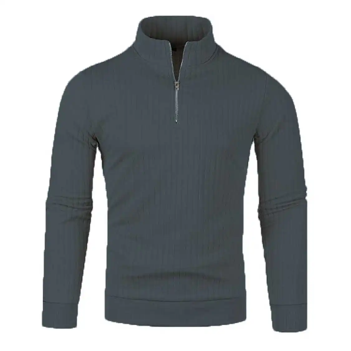Men's semi-turtleneck zipper sweater Men's fall/winter loose sweater casual pullover long-sleeved sweater thumbnail 3