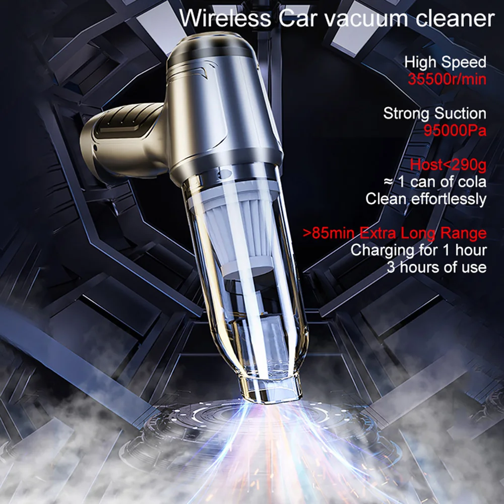 Car Vacuum Cleaner Wireless 95000PA Strong Suction Vacuum Cleaner Portable Handheld Vacuum Cleaner Blower 2in1 for Car Home thumbnail 2