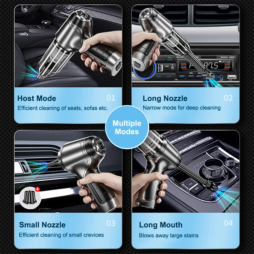 Car Vacuum Cleaner Wireless 95000PA Strong Suction Vacuum Cleaner Portable Handheld Vacuum Cleaner Blower 2in1 for Car Home thumbnail 5