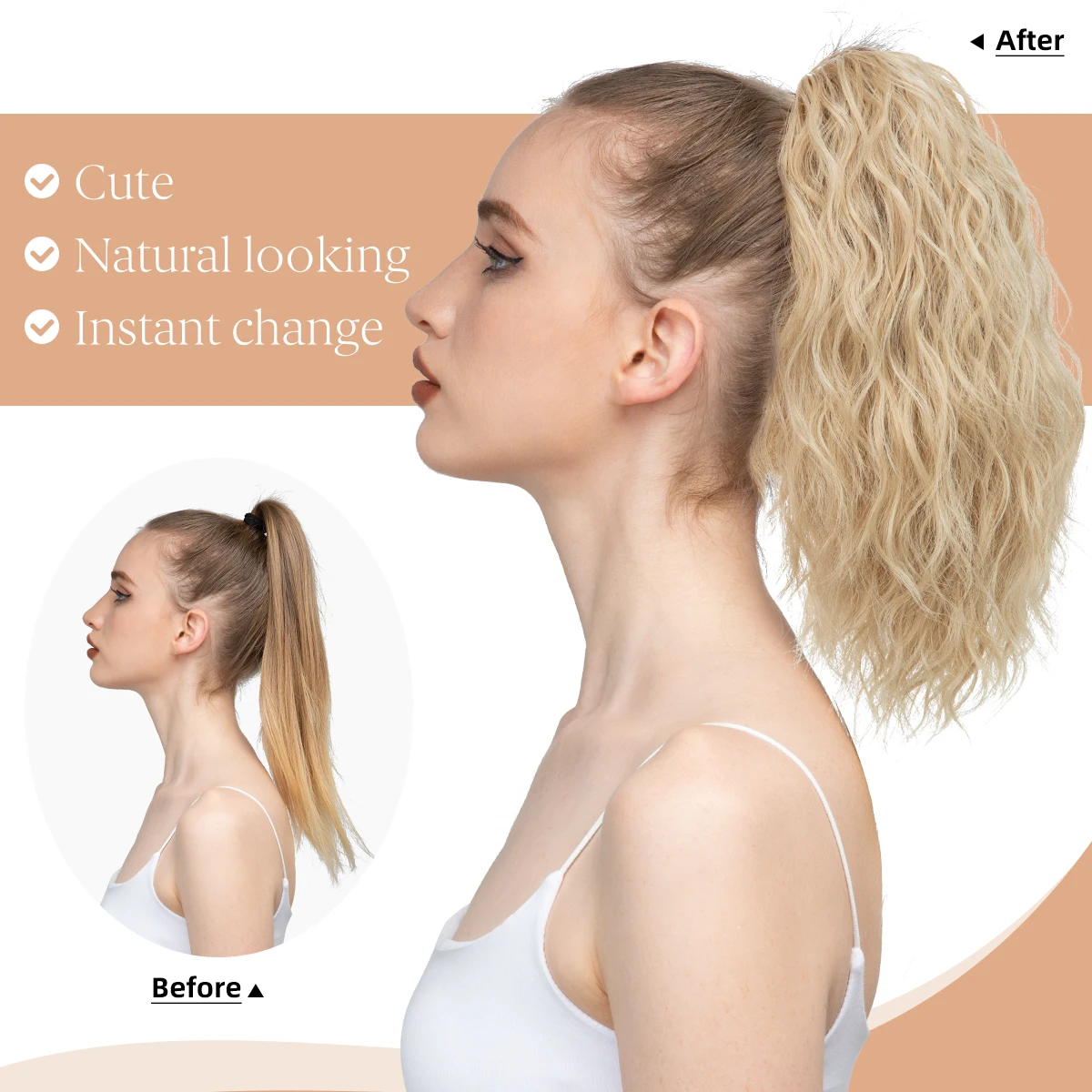 13Inch Premium Synthetic Curly Claw Clip In Ponytail Blonde Brown Short Hairpiece Fake Hair False Pigtail Hair Extensions P064 thumbnail 4