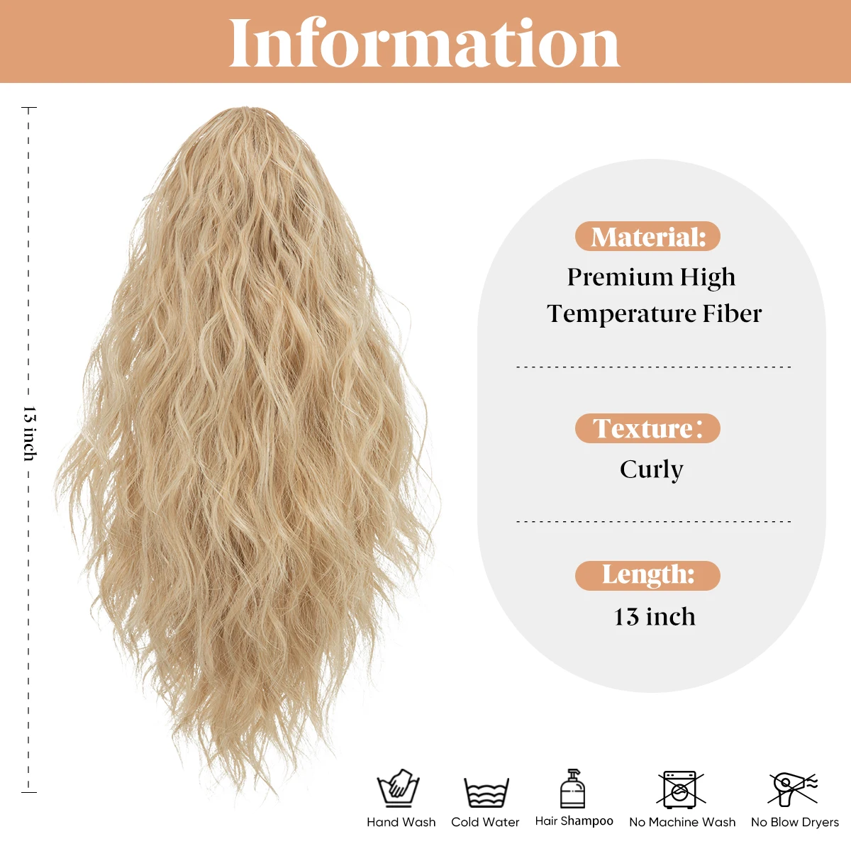 13Inch Premium Synthetic Curly Claw Clip In Ponytail Blonde Brown Short Hairpiece Fake Hair False Pigtail Hair Extensions P064 thumbnail 2