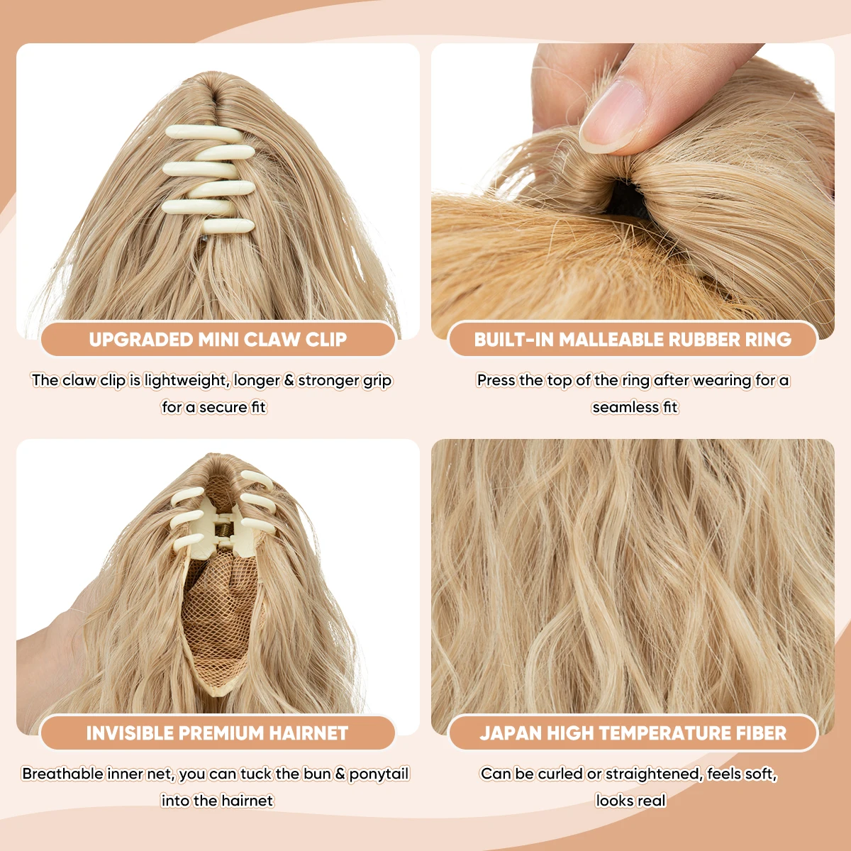 13Inch Premium Synthetic Curly Claw Clip In Ponytail Blonde Brown Short Hairpiece Fake Hair False Pigtail Hair Extensions P064 thumbnail 3