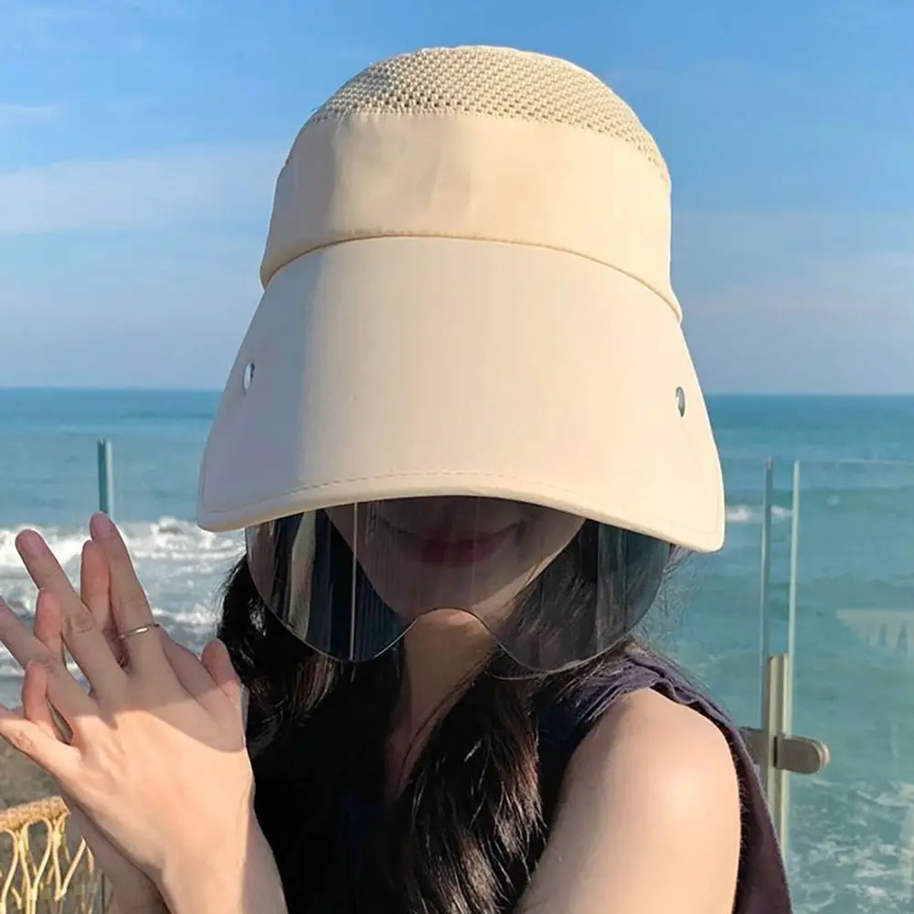 Retractable Breathable Sunscreen Visor Cap Sunglasses Female Summer Hat Anti-UV Beach Hat Sports Cap Empty Top Hat Sun Hats thumbnail 2