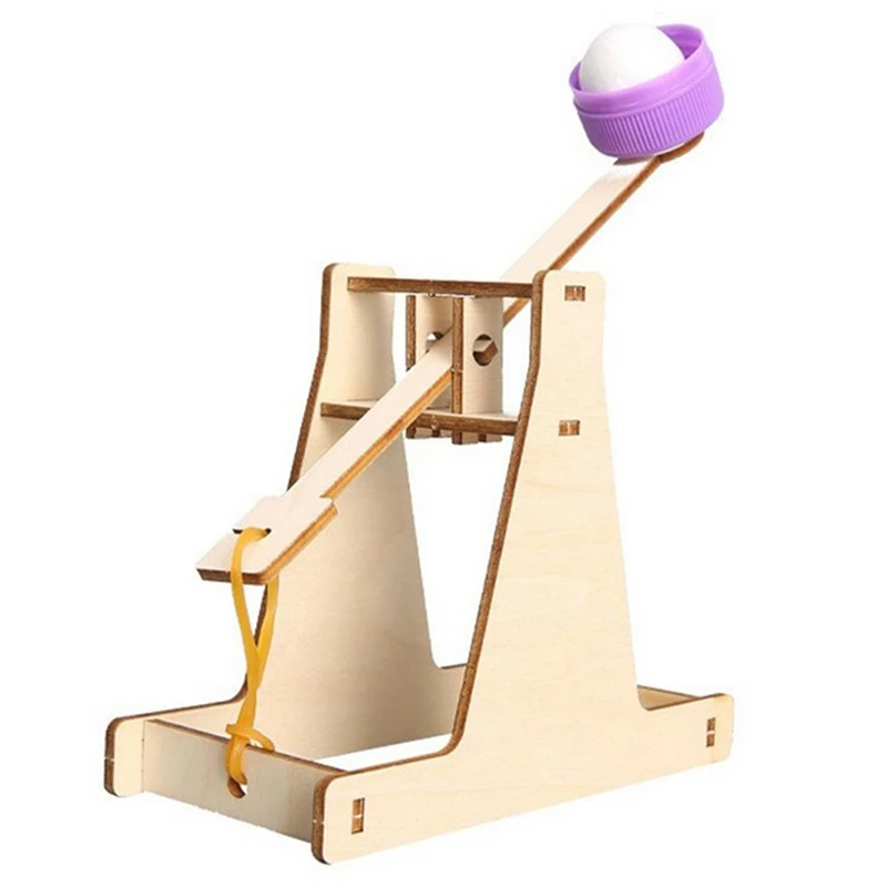 DIY Assembly Wooden Trebuchet Catapult Vehicle Model Kits Children Kids Scientific Experiment Small Physical Invention Toy Gift thumbnail 3