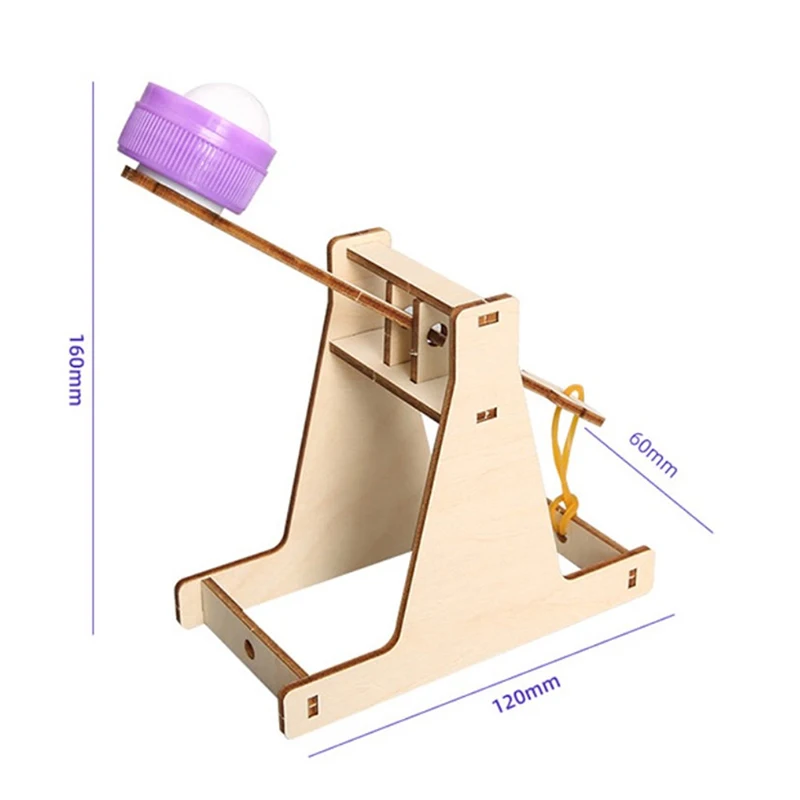 DIY Assembly Wooden Trebuchet Catapult Vehicle Model Kits Children Kids Scientific Experiment Small Physical Invention Toy Gift thumbnail 5