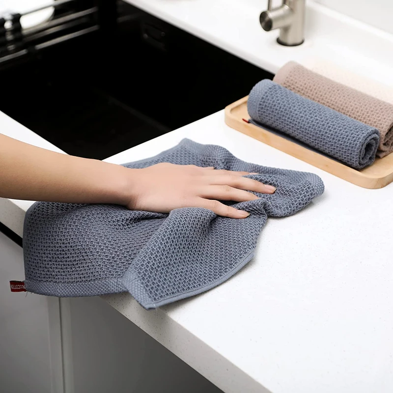 New 8-1PC 100% Cotton Towel Soft Absorbent Dishcloth Kitchen Dish Rags Breathable Face Wash Towel Household Cleaning Wash Cloth thumbnail 2