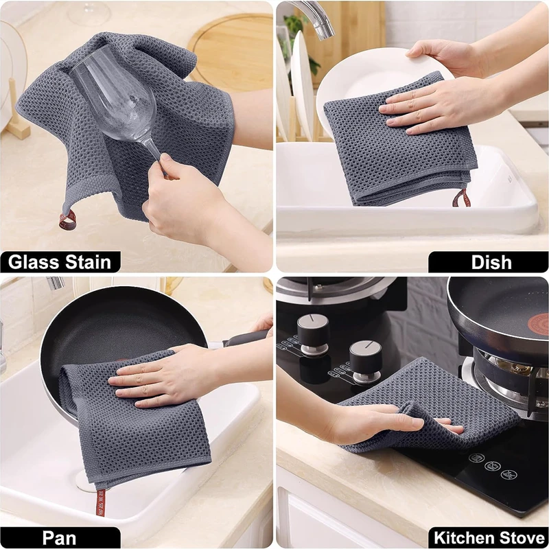 New 8-1PC 100% Cotton Towel Soft Absorbent Dishcloth Kitchen Dish Rags Breathable Face Wash Towel Household Cleaning Wash Cloth thumbnail 5