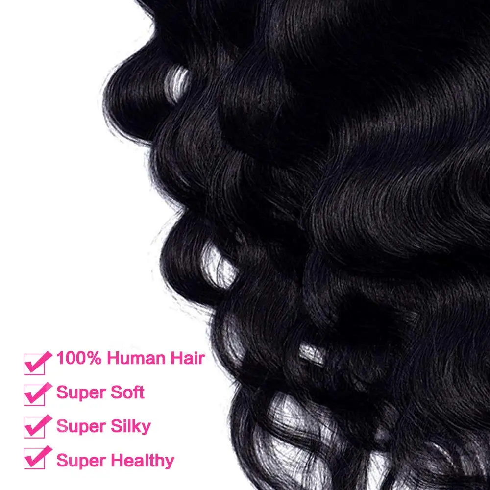 Body Wave Clip in Hair Extensions 100% Human Hair With Double Weft Brazilian Clip In 8Pcs 120G For Black Woman Clip Ins Hair #1B thumbnail 6