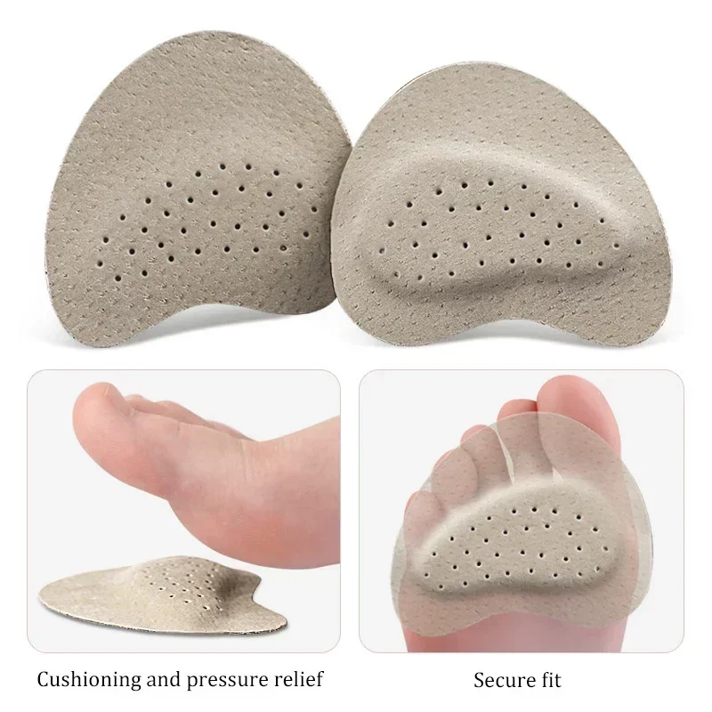 2pcs Leather Forefoot Pads for Women High Heels Anti-slip Foot Care Shoe Pads Stickers Pain Relief Insert Insoles Toe Cushions thumbnail 2