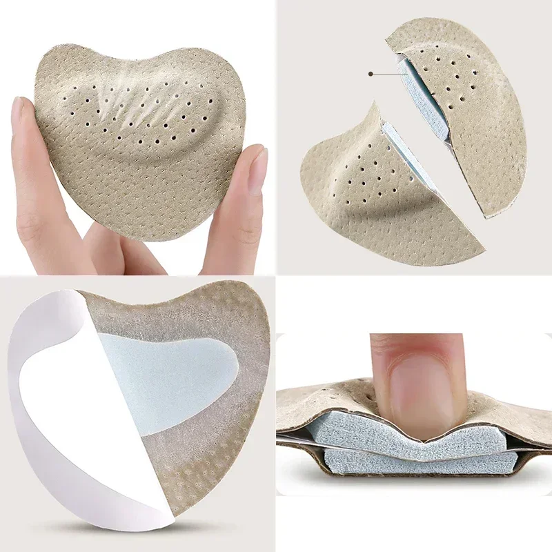 2pcs Leather Forefoot Pads for Women High Heels Anti-slip Foot Care Shoe Pads Stickers Pain Relief Insert Insoles Toe Cushions thumbnail 3