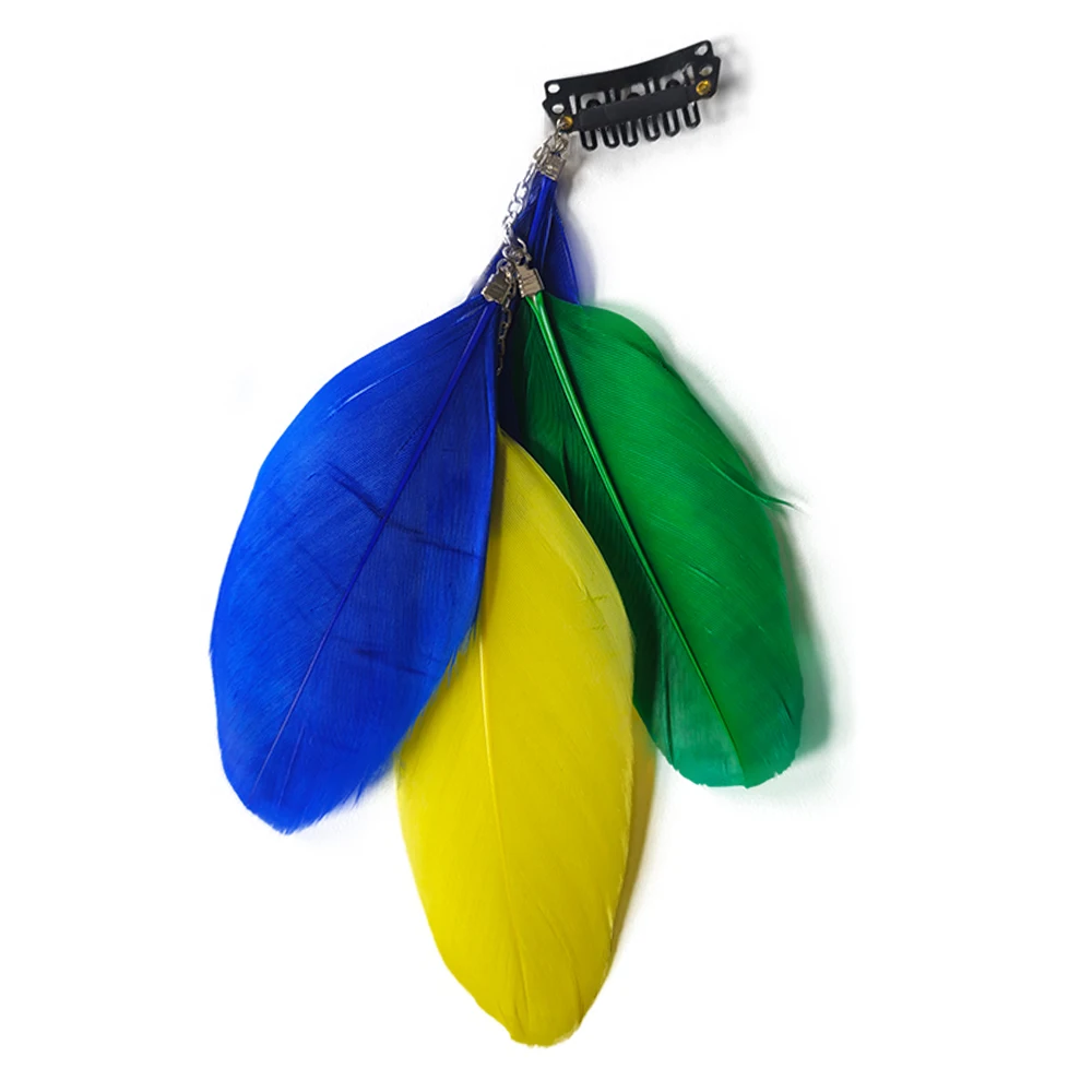 Real Feather Extensions with Clips Colorful Feather Clip In Hair Extensions Chemical Fiber Synthetic Wigs thumbnail 4