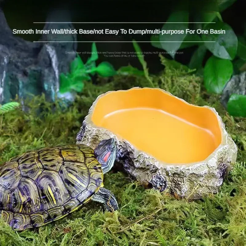 Reptile Water Basin Feeding Trough Aquarium Landscaping Decoration Pet Amphibian Drinking Basin Turtle Lizard Reptile Supplies thumbnail 3