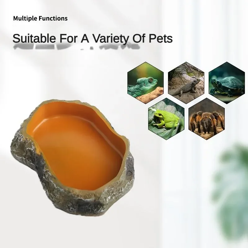 Reptile Water Basin Feeding Trough Aquarium Landscaping Decoration Pet Amphibian Drinking Basin Turtle Lizard Reptile Supplies thumbnail 5