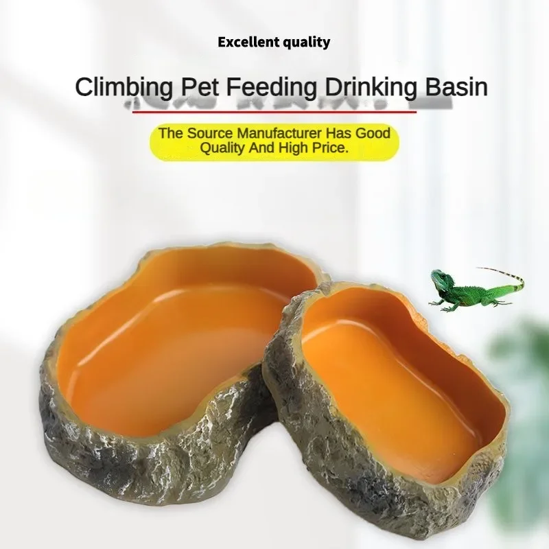 Reptile Water Basin Feeding Trough Aquarium Landscaping Decoration Pet Amphibian Drinking Basin Turtle Lizard Reptile Supplies thumbnail 4