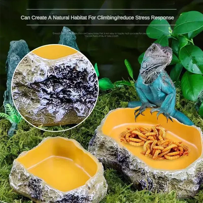 Reptile Water Basin Feeding Trough Aquarium Landscaping Decoration Pet Amphibian Drinking Basin Turtle Lizard Reptile Supplies thumbnail 2