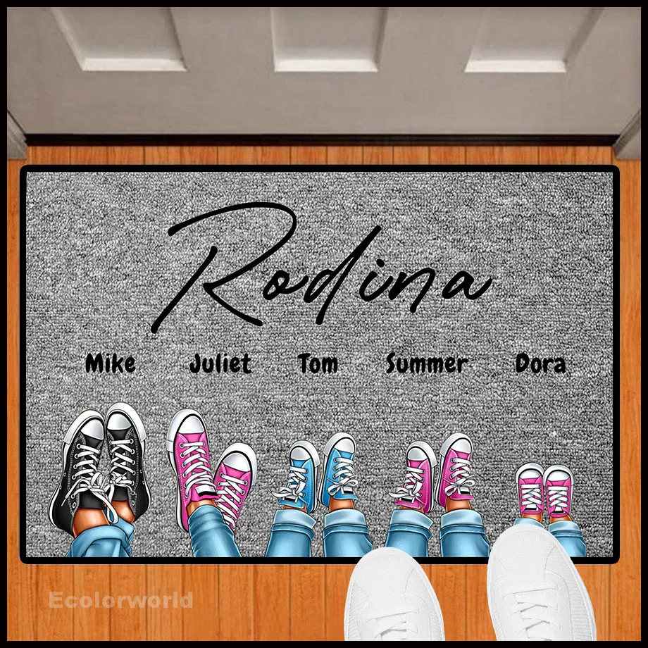 Personalized Doormat Shoes Paws Custom Family Welcome Mat Rug Floor Mats Carpet Home Decor Accessory Pets Owners Lovers Gift thumbnail 3