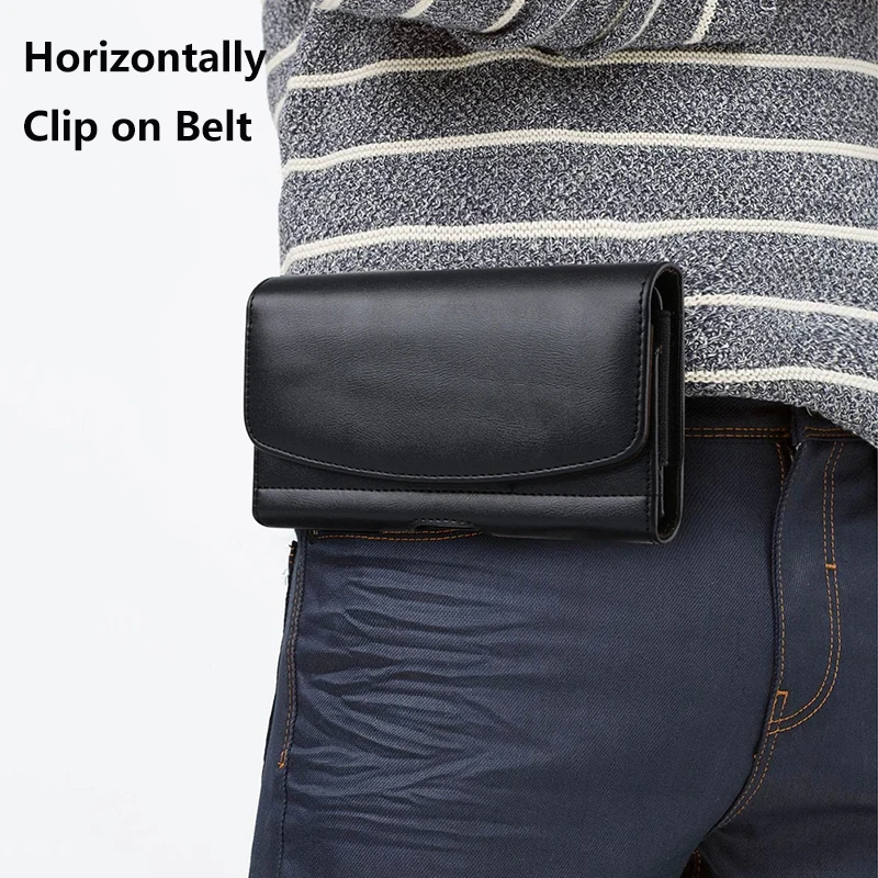 Phone Holster Belt Clip Case Holder Leather Pouch Waist Bag for iPhone 15 14 Pro Max for Samsung S24 S23 Ultra in 6.8" M to XXXL thumbnail 2