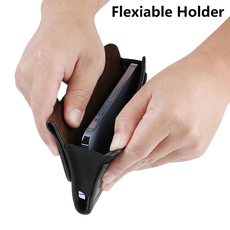 Phone Holster Belt Clip Case Holder Leather Pouch Waist Bag for iPhone 15 14 Pro Max for Samsung S24 S23 Ultra in 6.8" M to XXXL thumbnail 6