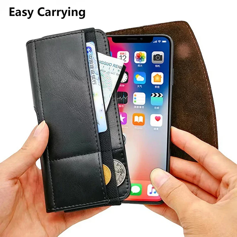 Phone Holster Belt Clip Case Holder Leather Pouch Waist Bag for iPhone 15 14 Pro Max for Samsung S24 S23 Ultra in 6.8" M to XXXL thumbnail 3