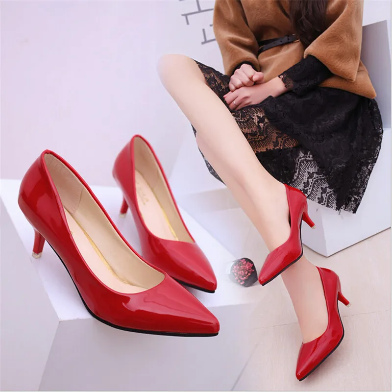 Shoes Ladies Pumps Medium Heel Nude Sexy High Heels Weeding Shoes Women Office Work White Pumps Party Shoes thumbnail 2