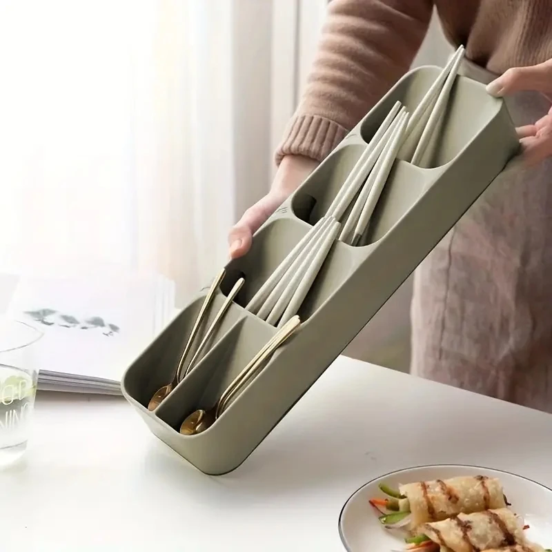 Multi-purpose Cutlery Storage Tray Cutlery Fork Spoon Compartmentalized Organizer Kitchen Drawer Categorized Storage Boxes thumbnail 3