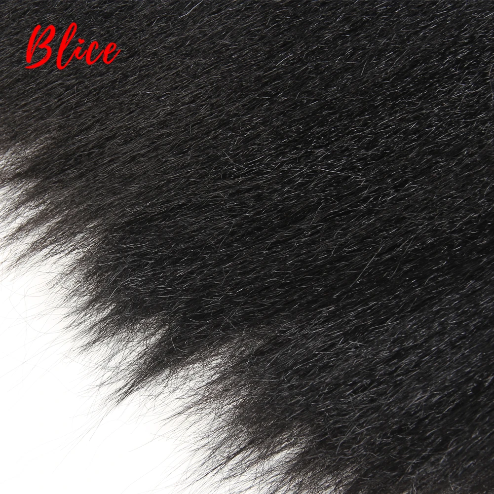Blice Synthetic Hair Extensions Kinky Straight Weaving 12-30Inch  Natural Black Hair Bundles For Women All Color Available 1Pcs thumbnail 4