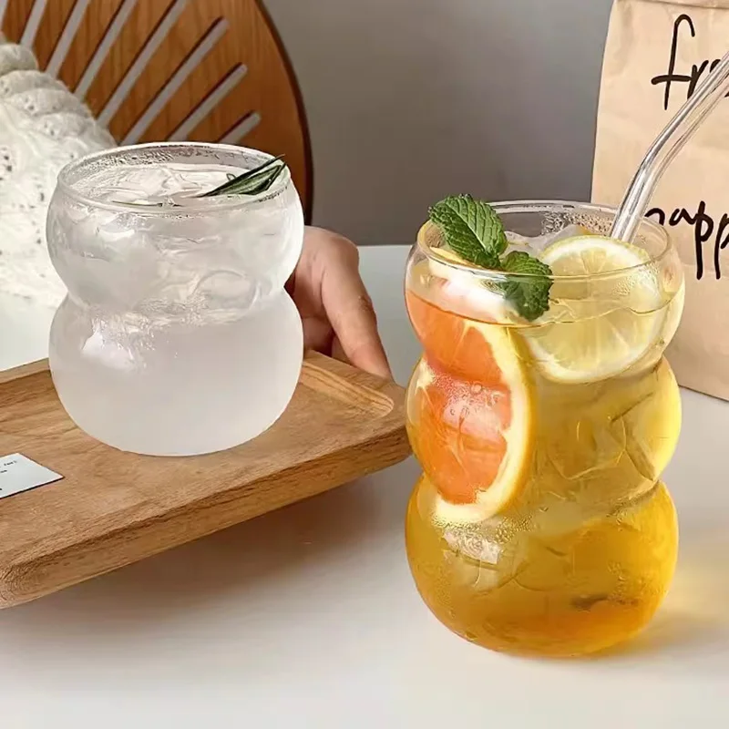 Transparant Drinking Glass Cup Creative Wave Shape Iced Coffee Tumbler Cup Juice Milk Tea Mug Drinkware Water Glasses Ripple Mug thumbnail 2