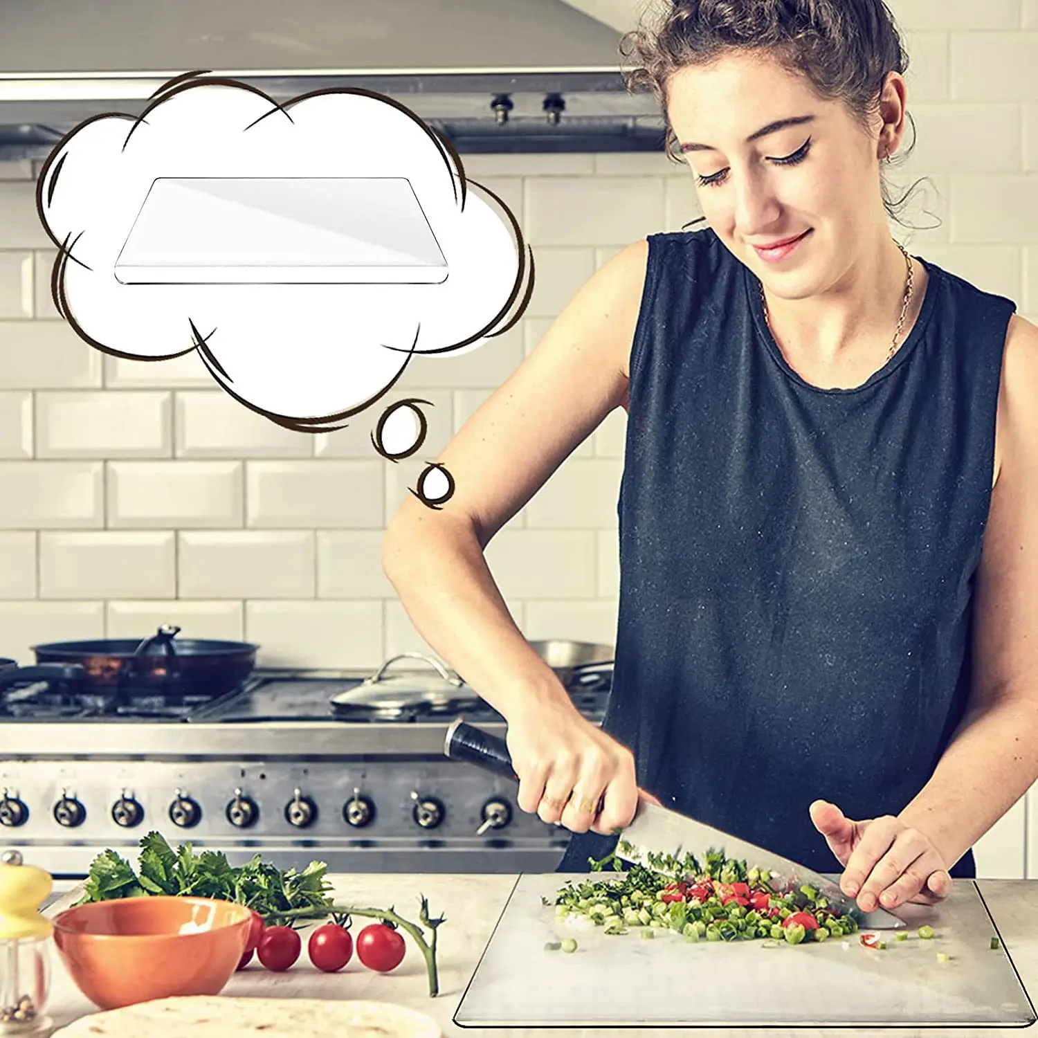 Acrylic Anti-slip Transparent Cutting Board with Lip for Kitchen Counter Countertop Protector Home Restaurant kitchen gadgets thumbnail 3