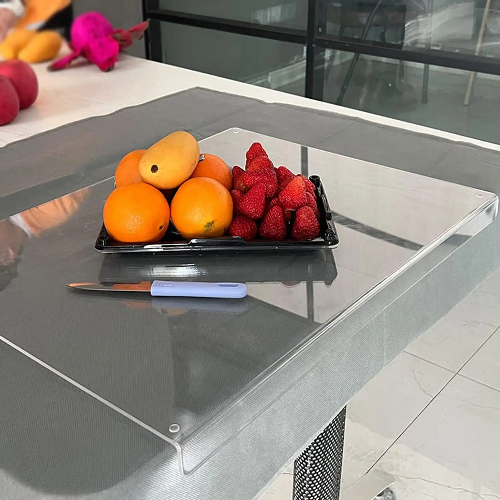 Acrylic Anti-slip Transparent Cutting Board with Lip for Kitchen Counter Countertop Protector Home Restaurant kitchen gadgets thumbnail 2