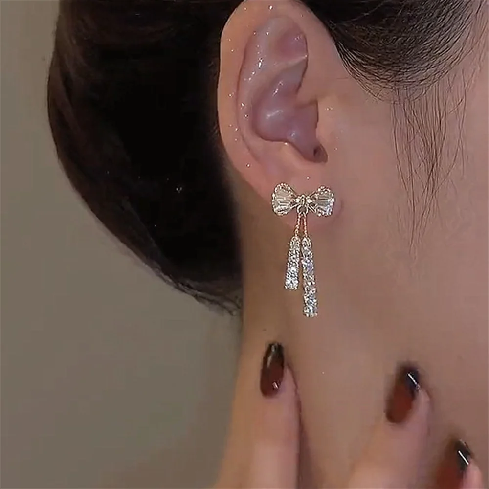 Fashion Bow Crystal Zircon Earrings For Women Trendy Party Jewelry Ear Accessories Valentine's Day Gift thumbnail 3