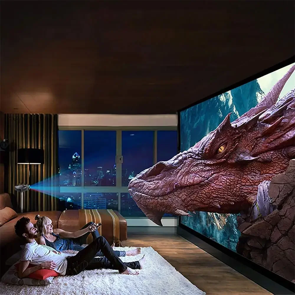 For All Projector Screen Reflective Enhance High Brightness 60 100 120inch Fabric Cloth HD Foldable Projection Portable Curtain thumbnail 4