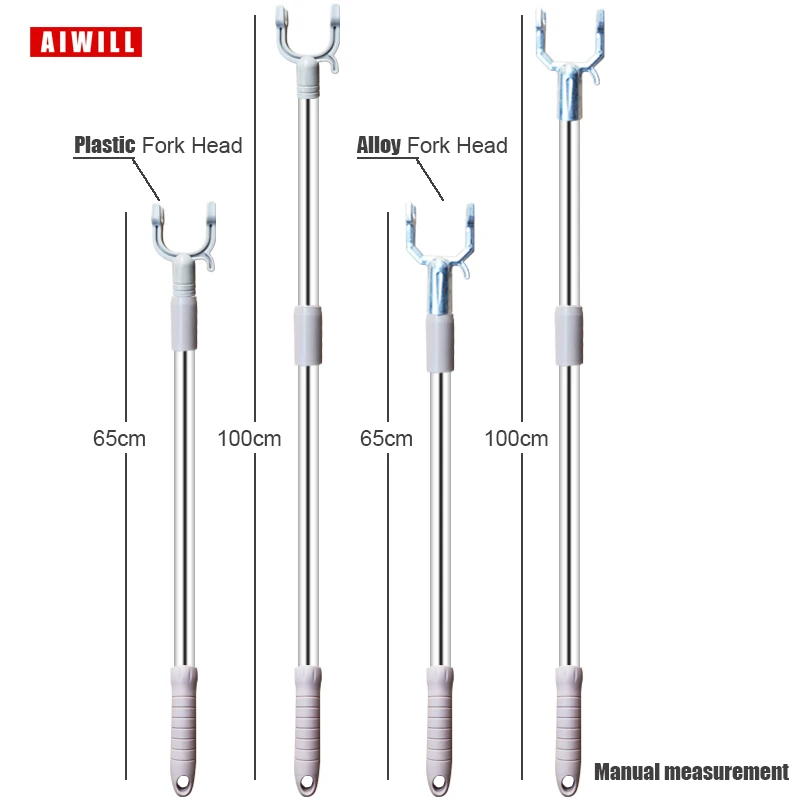 AIWILL Closet Hook Pole Clothes Picking Rod Take Clothes Drying Dressing Reacher Stick Clothesline Reaching Clothing Reach Pole thumbnail 2