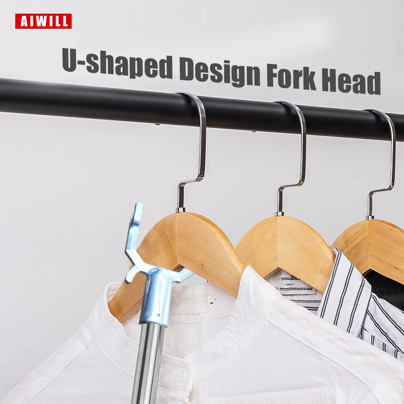 AIWILL Closet Hook Pole Clothes Picking Rod Take Clothes Drying Dressing Reacher Stick Clothesline Reaching Clothing Reach Pole thumbnail 6