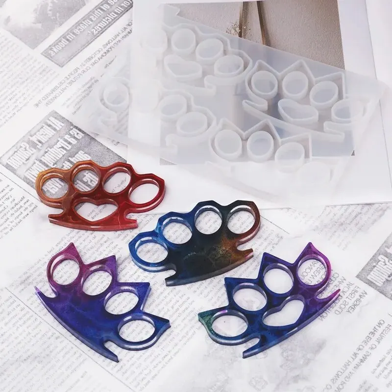 Knuckle Dusters Silicone Mold for Resin Craft (4 Cavity) Self Defense Weapon DIY Resin Mould Supplies Silicone Mold for Resin thumbnail 2