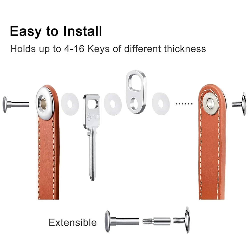 Car Key Pouch Bag Case Wallet Holder Chain Key Wallet Ring Collector Housekeeper Pocket Key Organizer Smart Leather Keychain thumbnail 3