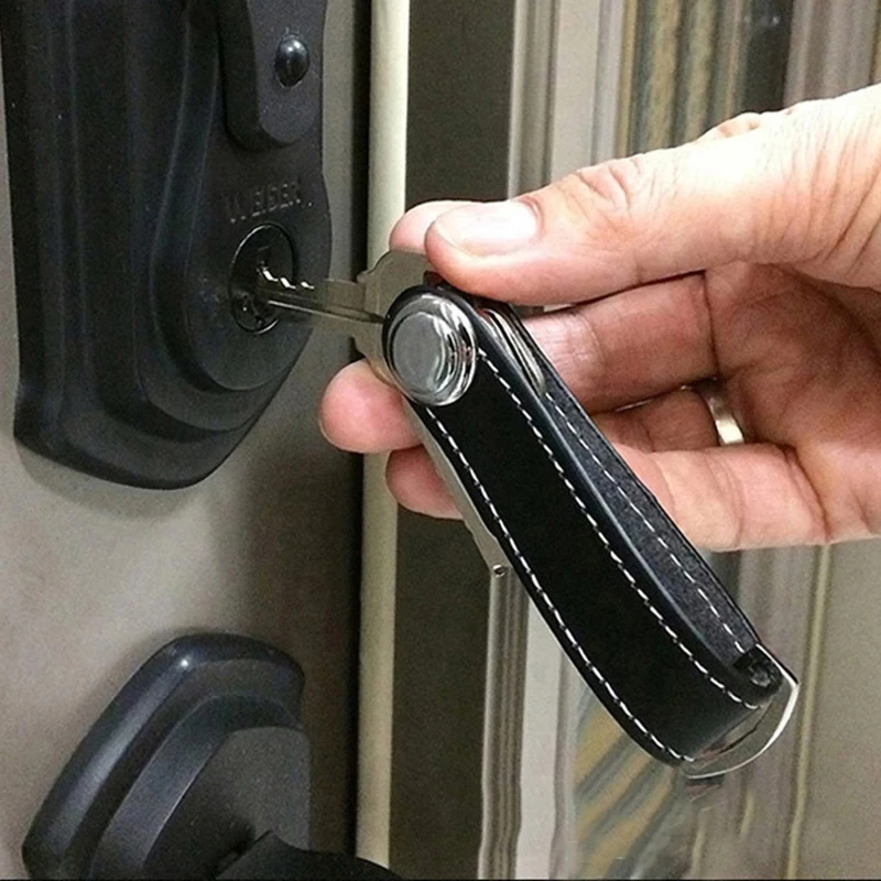 Car Key Pouch Bag Case Wallet Holder Chain Key Wallet Ring Collector Housekeeper Pocket Key Organizer Smart Leather Keychain thumbnail 6