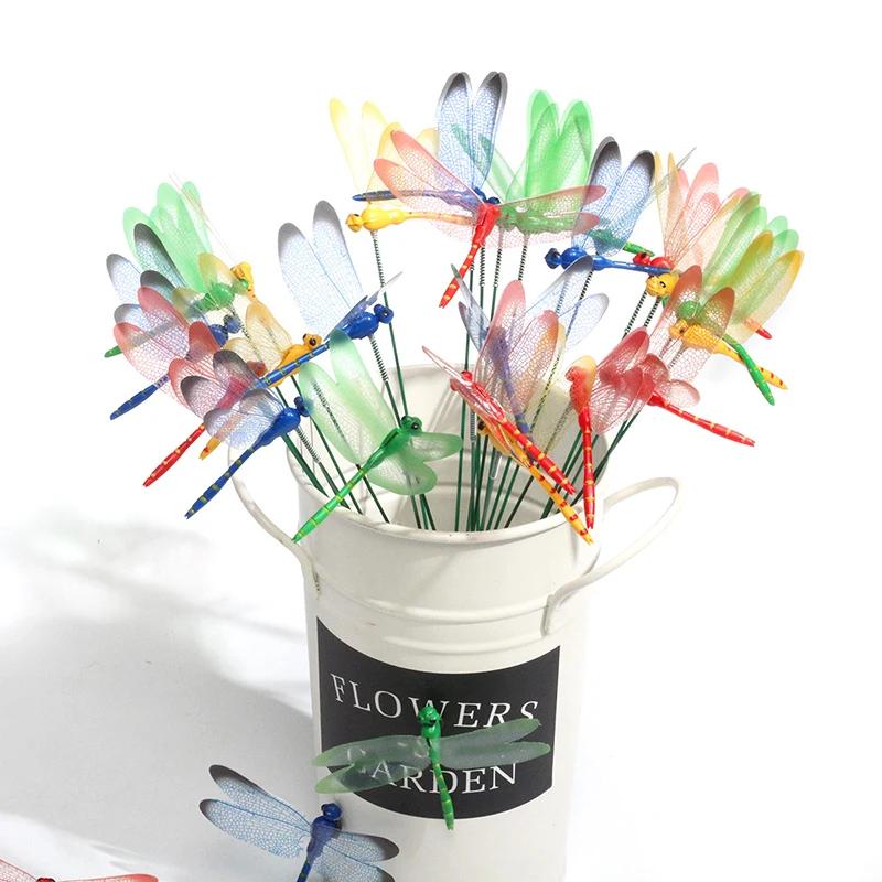 5/10/50pcs Colorful 3D Dragonfly Garden Yard Planter Dragonfly Flower Arrangement Dragonfly Outdoor Decor Flower Pots Decoration thumbnail 5