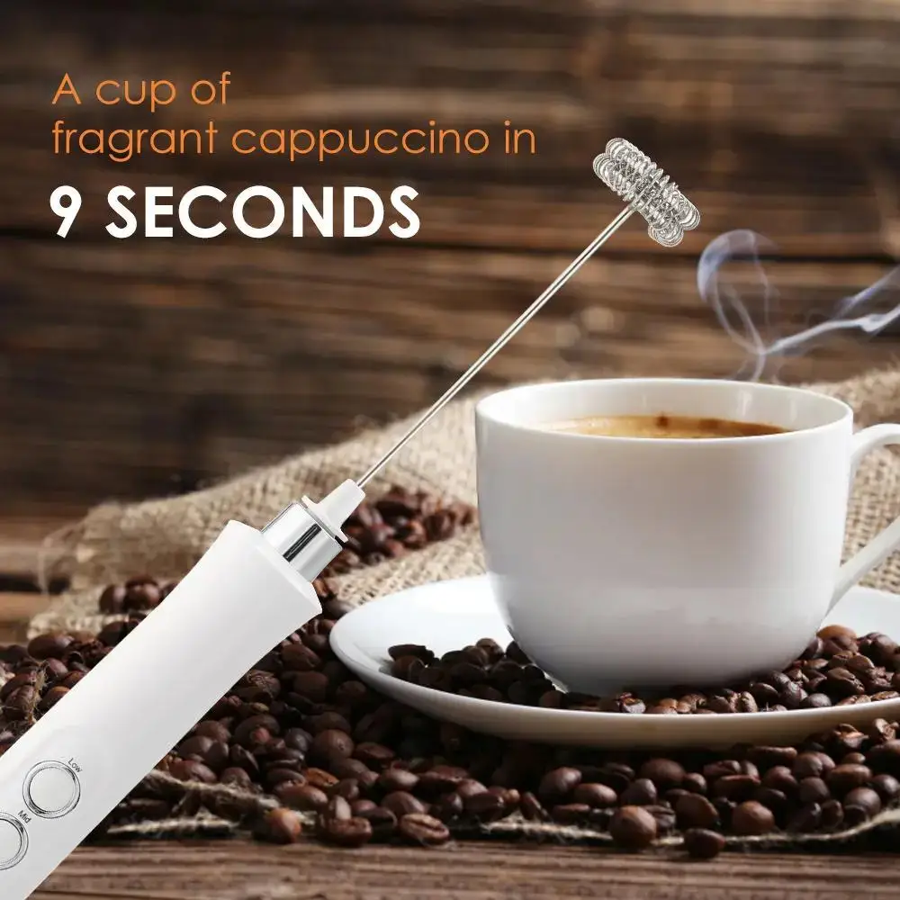 Wireless Rechargeable Electric Milk Frother - 3 Speeds, Handheld Foam Maker for Latte, Cappuccino, Hot Chocolate - USB Rechargea thumbnail 4