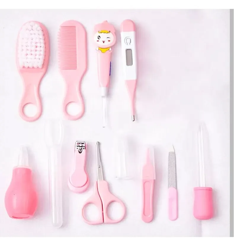 12 PCs Baby Care Kit Kids Hair Nail Healthcare Thermometer Grooming Brush Kit Clipper Scissors Kid Toiletries thumbnail 4