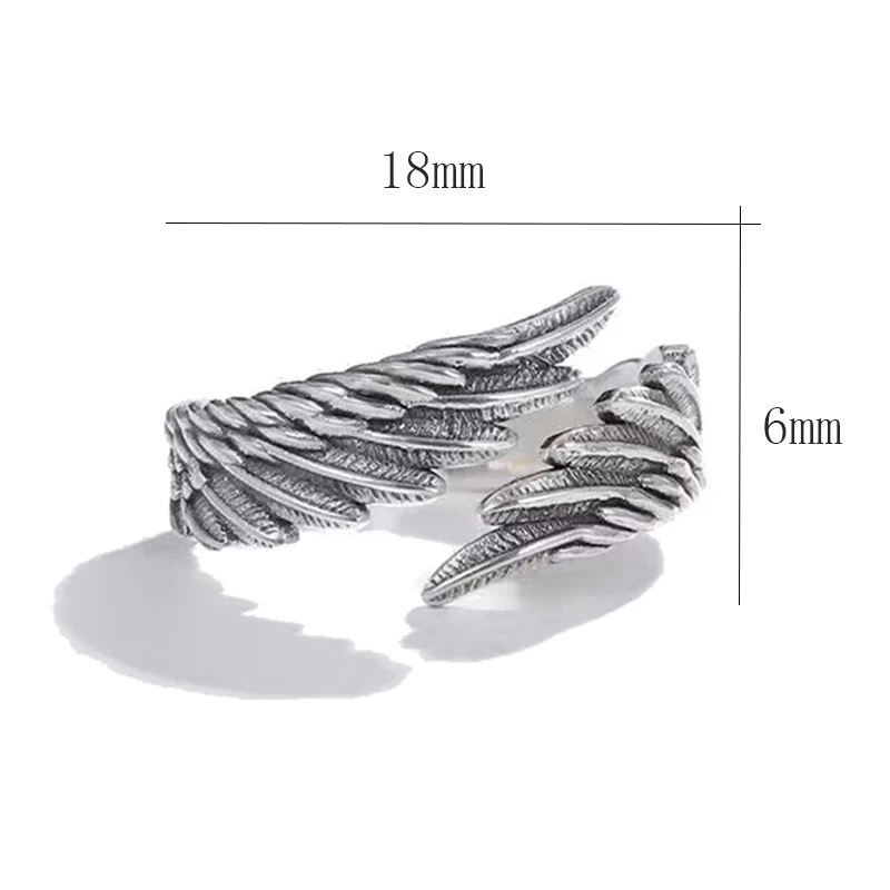 2pcs Vintage Angel Bat Wing Demon Eye Hip Hop Adjustable Couples Rings for Men Women Retro Silver Color Jewelry Party Daily thumbnail 6