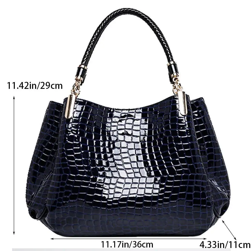 Women's Bag Large Capacity Tote Daily Commute Women's Shoulder Bag Crocodile Print Bright Face Handbag Shopping thumbnail 6