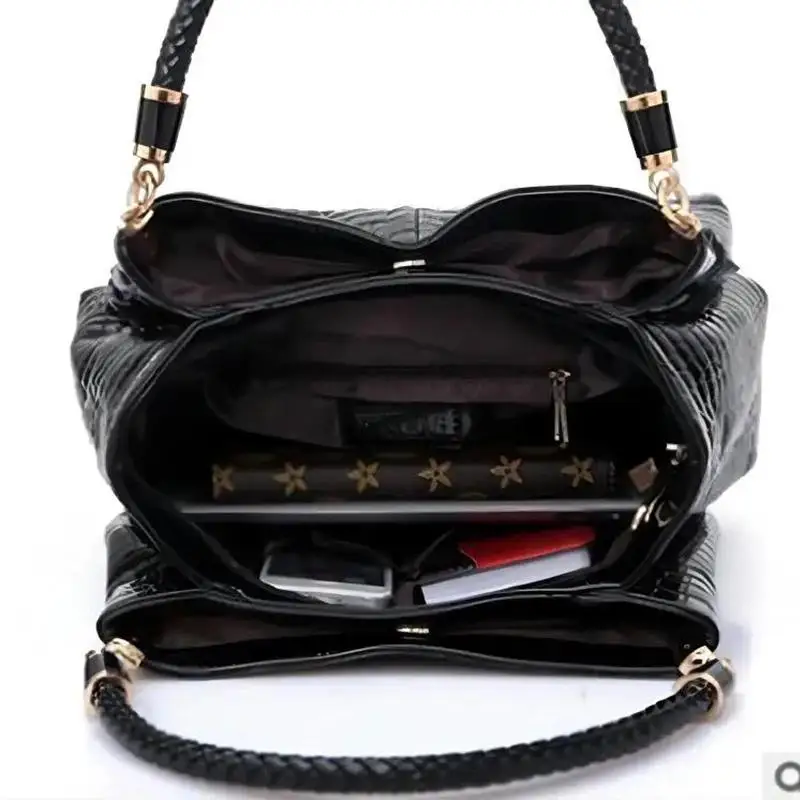 Women's Bag Large Capacity Tote Daily Commute Women's Shoulder Bag Crocodile Print Bright Face Handbag Shopping thumbnail 4
