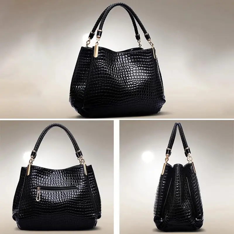 Women's Bag Large Capacity Tote Daily Commute Women's Shoulder Bag Crocodile Print Bright Face Handbag Shopping thumbnail 2