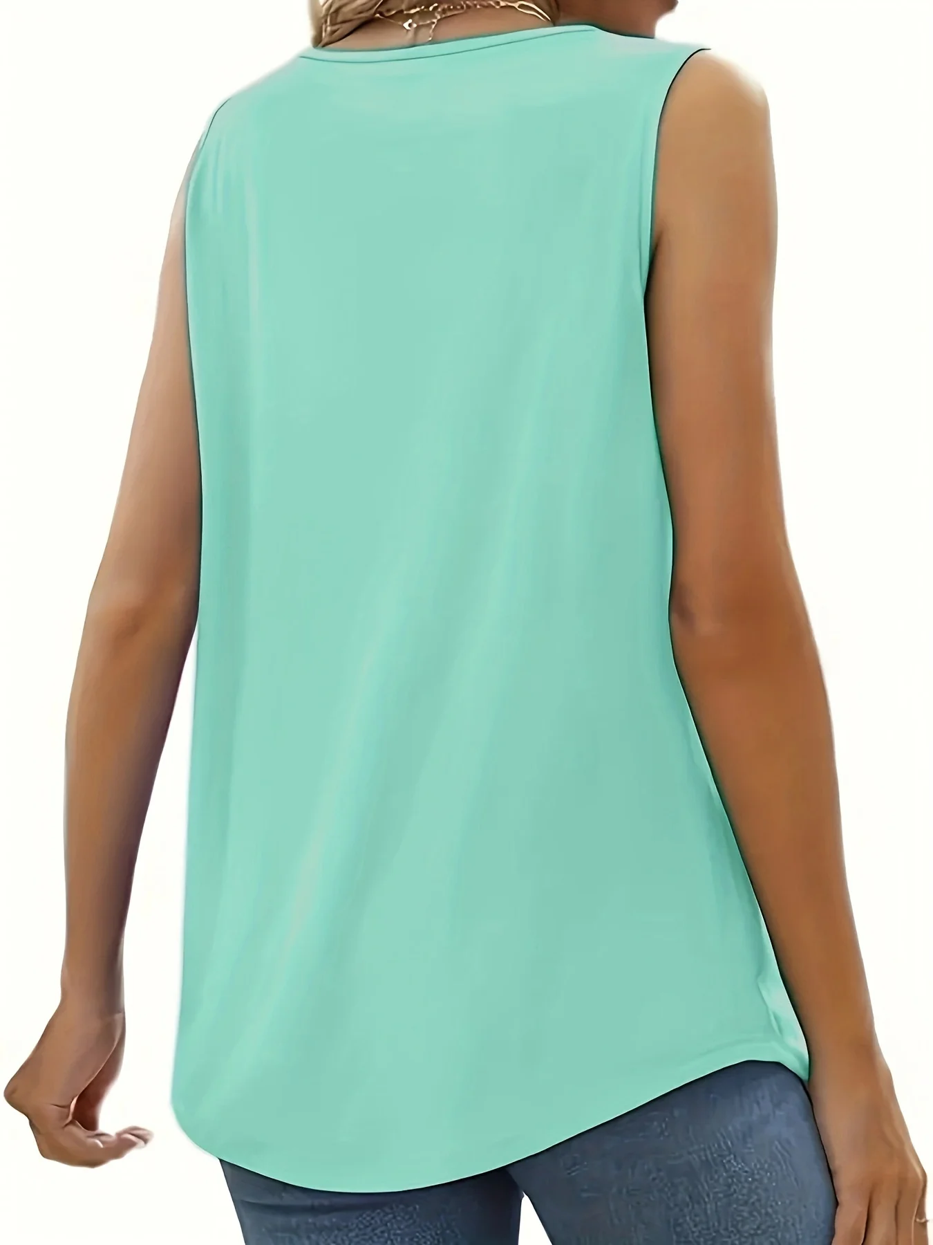 Solid color versatile sleeveless chest pleated casual vacation top thumbnail 4