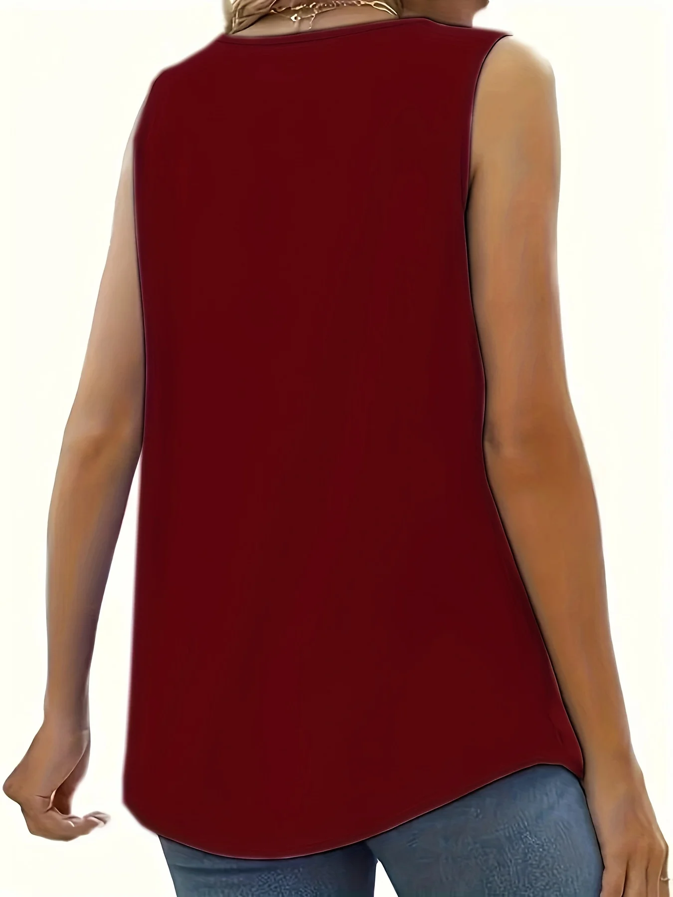 Solid color versatile sleeveless chest pleated casual vacation top thumbnail 6