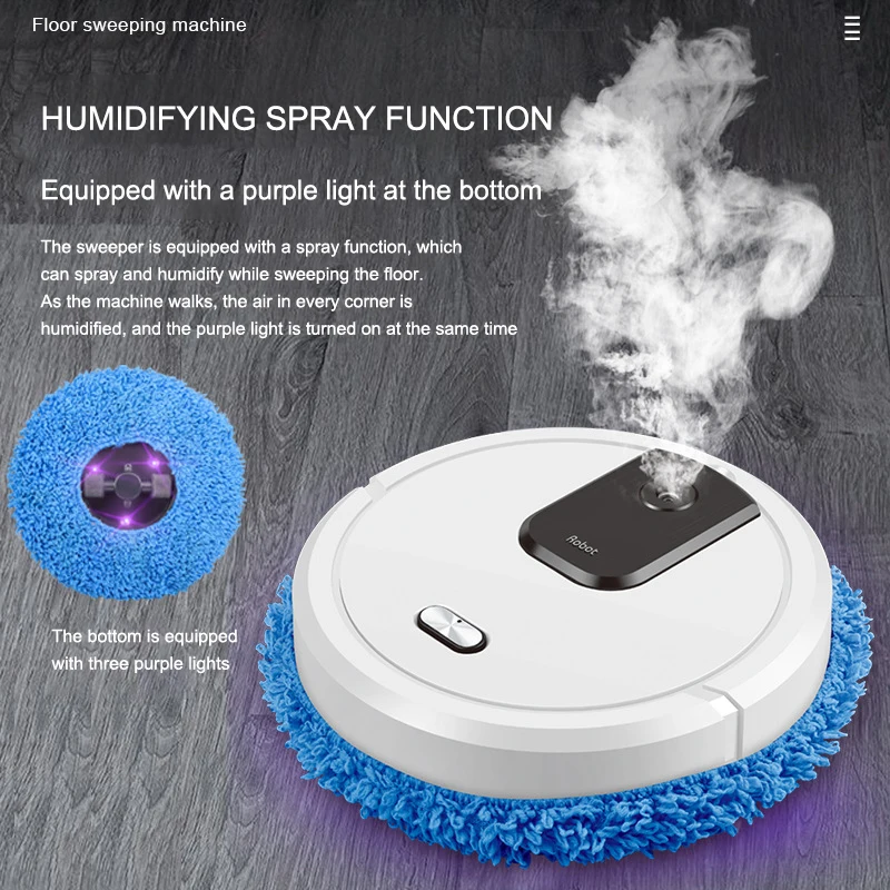 NEW Smart Sweeping and Mop Robot Vacuum Cleaner Dry and Wet Mopping Rechargeable Robot Home Appliance with Humidifying Spray thumbnail 2