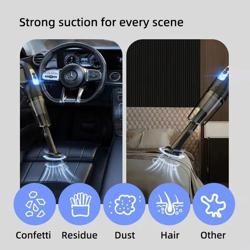 Wireless vacuum cleaner car mounted multifunctional handheld vacuum cleaner strong suction rechargeable car home dual-use thumbnail 3